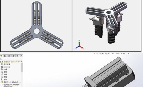 机械爪图纸机械手夹具三爪四指夹爪爪子sw三维夹持器抓手3d图
